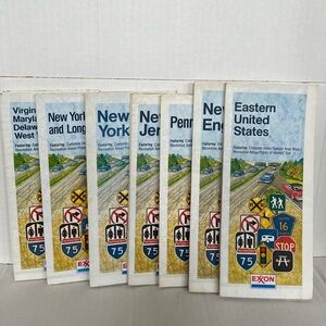 Group of paper road maps from eastern United states